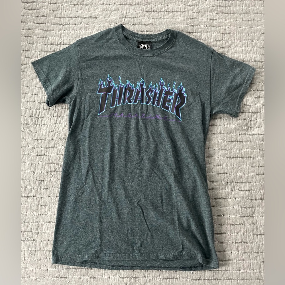Thrasher Gray Short Sleeve Graphic T Shirt Tee Streetwear Mens Size Small